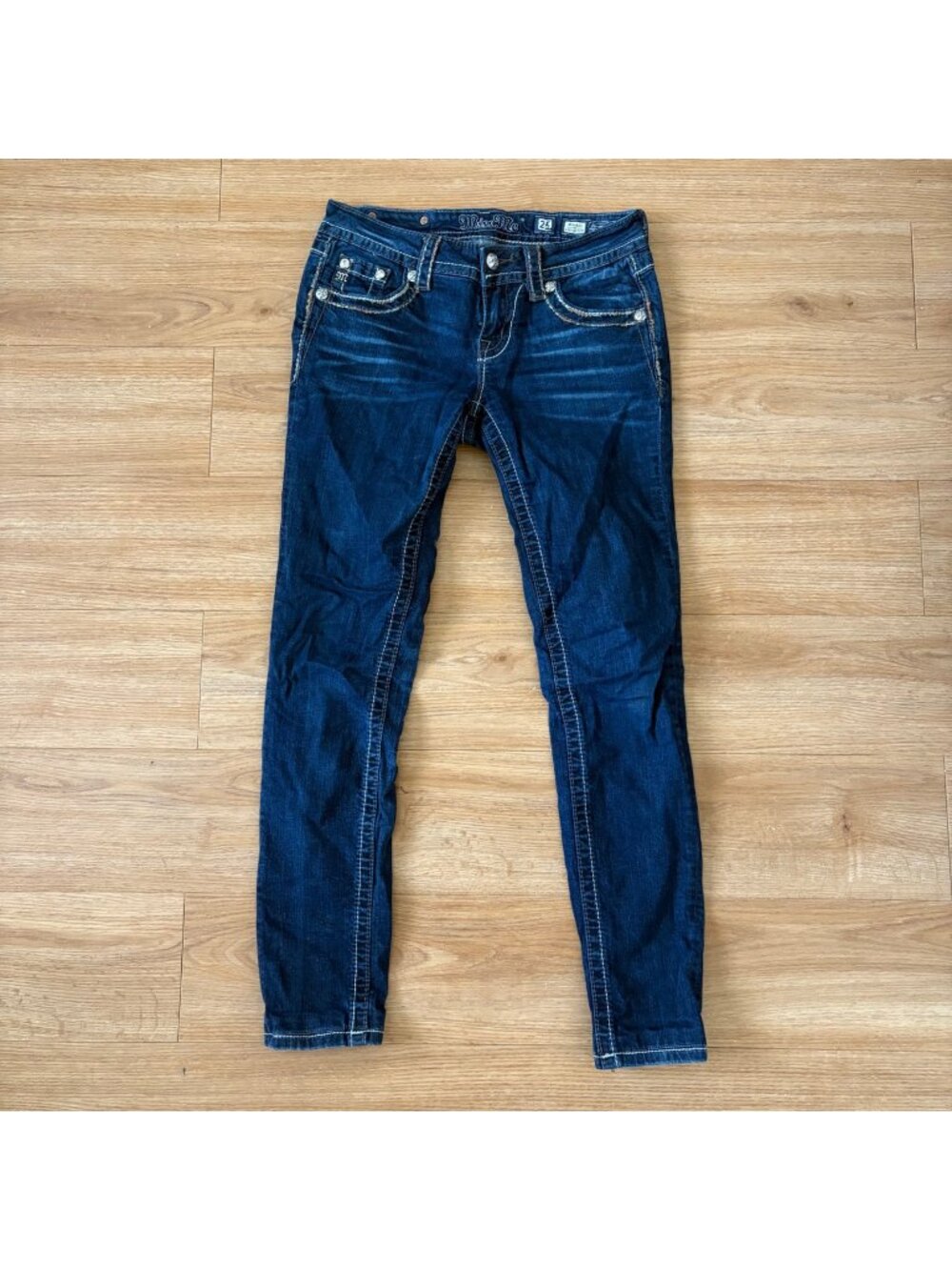 Miss Me Easy Skinny Mid Rise Denim Ankle Jeans Blue Women’s Size 25
